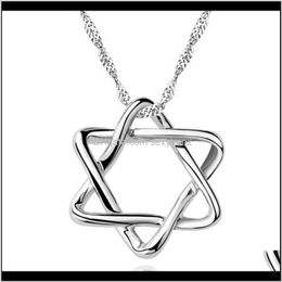 Necklaces & Pendants Jewelrys925 Star Of Jewish Hexagram Necklace Magen David Pendant Gift For Women Girl Drop Delivery 2021 M9Tsk