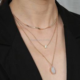 Multilayer Irregular Crystal Druse Pendant Necklace Gold Chains Necklaces Choker Women Fashion Jewelry Will and Sandy