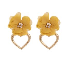 Korean Lace Flower Drop Dangle Earrings For Women Romantic Statement Earring Female Fashion Wedding Jewelry Gift