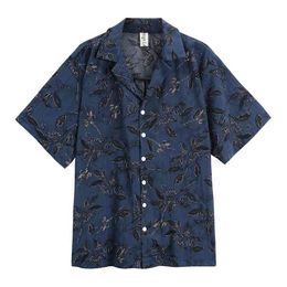 Hawaii Blue Turn Down Collar Button Short Sleeve Print Plant Summer Casual Women Beach Shirt B0102 210514