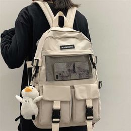 Waterproof Ladies Backpack College Mesh Female Fashion School Bag Laptop Student Girl Nylon Men Women Net Book Male 202211