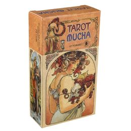 78 Pcs Mucha Tarot Cards Deck Game For Family Party Board Games Playing Card Entertainment Gift