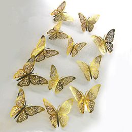 12Pcs/Set 3D Hollow Butterfly Wall Sticker DIY Home Decoration Wall Stickers Wedding Party Wedding Decors Butterfly Kids Room Decors
