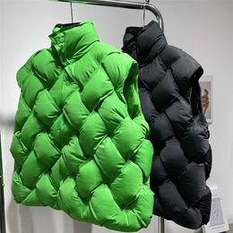 More Than 500g Filling Women's Weave Knit Fluffy Down Coat Female Winter Thicker Warm Vest Parkas Wy404 Drop 211216