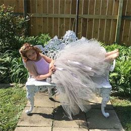 Girls Grey Long Tutu Infant Toddler Handmade Dance Pettiskirts Underskirts Kids Christmas Birthday Party Costume Skirts 210331