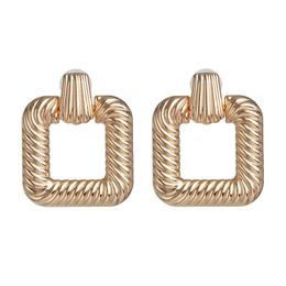 Stud 2021 Exaggerated Alloy Earrings For Women Geometric Square Metal Earing Gold Silver Colour Earings Creative Jewellery