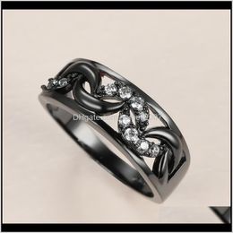 Jewelryvintage Female White Crystal Stone Ring Charm 14Kt Black Gold Wedding Rings For Women Dainty Bride Hollow Moon Engagement Drop Deliver