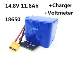 Rechargeable Li-ion 18650 battery pack 14.8v 11.6Ah 10AH battery for power tool LED Display medical equipment+voltmeter+charger