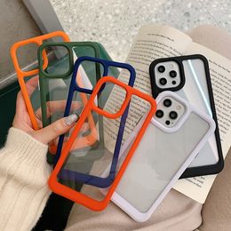 Clear Shockproof Phone Cases For One Plus 8T 9Pro Case Nord N200 N100 Candy Color Frame Bumper Back Cover Funda