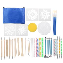 38Pcs Mandala Dotting Tools Set Rock Painting Kit Nail Art Pen Paint Stencil