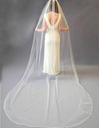 Bridal Veils White Ivory Wedding Accessory 3M Length Cathedral Crystal Edge Veil 1 Layer With Metal Comb 2021