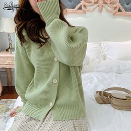 Autumn and Winter Plus Size Loose Solid Women's Sweater Women Long Sleeve Knitted Cardigan Single Breasted Female 11636 210521