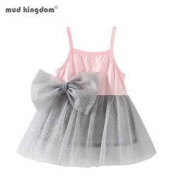 Mudkingdom Baby Girl Dress Bow Sleeveless Spaghetti Chiffon Tutu Princess Cute Sweet Girls 210615