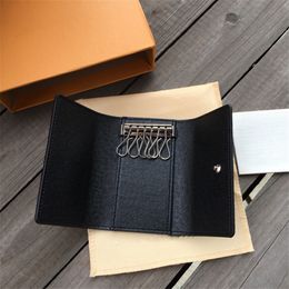 Wholesale designer women men classic 6 holder cover Wallet High quality Floral keychain mens with box serial number dust bag card ring 7 Colours woman Key Wallets