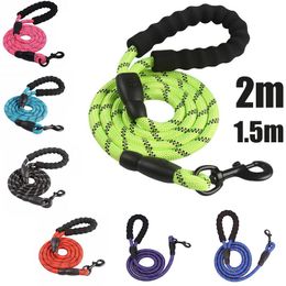 Dog Collars & Leashes Large Rope 2m 1.5m Medium And Reflective With Comfortable Grip Walking Pet Collar Strong Traction Harness Round