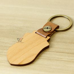 Luxury Fashion Personalized Leather Keychain Straps Wooden Blank Keychains Christmas present