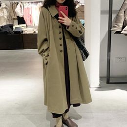 Women's Trench Coats Fafa Spring And Autumn Windbreaker Coat Wear Medium Long Small 2021 Fat Mm Large British Temperament