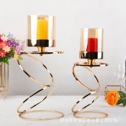 Candle Holders Creative Dining Table Holder Glass Pillar Gold Vintage Candelero Home Decor Wedding Decoration Living Room