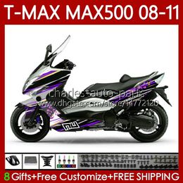 Body Kit For YAMAHA TMAX MAX 500 XP500 MAX-500 T 2008-2011 Bodywork 107No.127 Purple line TMAX-500 TMAX500 T-MAX500 2008 2009 2010 2011 MAX500 08 09 10 11 OEM Fairing