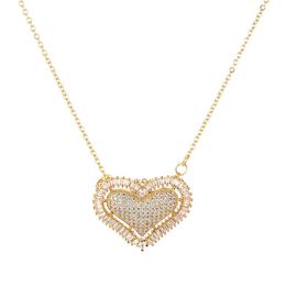 Pendant Necklaces Daihe Luxury Gold Colorful Heart Necklace Women Good Luck Crystal 3A Zirconia Copper LOVE Gift Jewelry