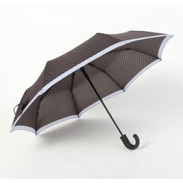 Windproof Hook-Handle Rain Umbrella Men Gift Three Fold 8-Bone Carbon Fiber Ribs Women Automatic Folding Umbrellas