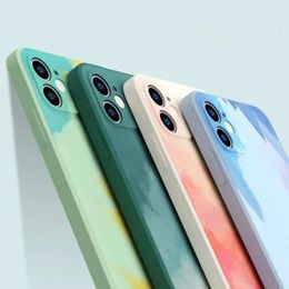 Good Painted Silicone Luxury Cases For iPhone 12 11 Pro Max Mini SE X Xr Xs 7 8 plus Square Shockproof Cover