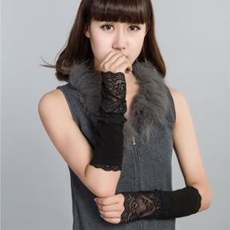 Fingerless Gloves 2021 Fashion Lace Caneleira Mitts Cotton Summer Sun Necessary Style Women Arm Warmers Knitted Warmer