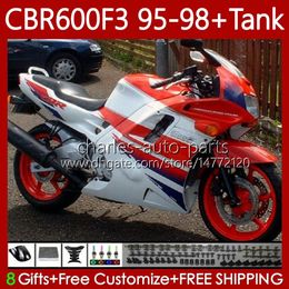 Body +Tank For HONDA CBR600 CBR 600 F3 FS White red CC 600F3 95 96 97 98 Bodywork 64No.65 CBR600F3 CBR600FS 600CC 1995 1996 1997 1998 600FS CBR600-F3 95-98 Fairings Kit