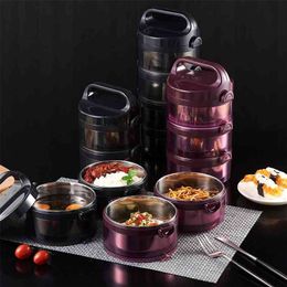 Multi-layer Heat Preservation Lunch Box Business Thermos Bento Boxes Food Storage Container Stainless Steel School Office 210423