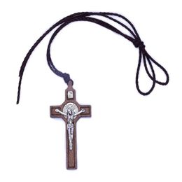 Pendant Necklaces Jesus Cross Necklace Wood Metal Jewellery Men Womens Catholic Religious