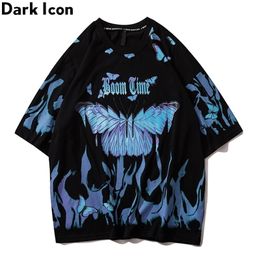 Dark Icon Flame Butterfly Street Fashion T-shirt Men Summer Crew Neck Men's Tshirt Hip Hop Tee Shirts 210410