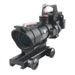 ACOG 4X32 Scope Riflescope Chevron Reticle Fibre Red Illuminated Optic with RMR Mini Dot Sight