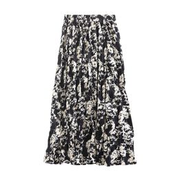 Black Brown Geometric Print High Street Midi Skirt A-line Elastic Waist S0276 210514