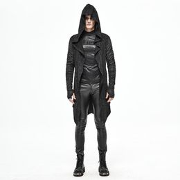 Men's Vests Steampunk Dark Wind Technology Sense With Hand Cloak Jacket Parkour Long Leather Hooded