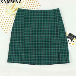 The United States women's clothing wholesale summer 2919 tall waist grid split package buttocks short skirt girl 210520