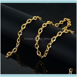 Chains & Pendants Jewelrychains Vintage 45/50/60/66 Long Necklace Hip Hop Gold Colour Chain For Men Stainless Steel Necklaces Male Mens Jewel