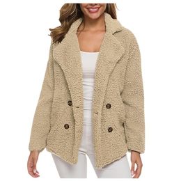 Women's Jackets Winter Coat Women Sheep Shearing Overcoat 2021 Korean Fashion Lapel Lambswool Long Fur Casual Jacket Outerwear