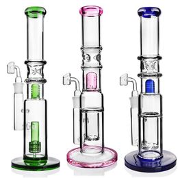 heady tall Straight Glass Bong Colorful Hookah Pipe Vapor 18mm banger Joint oil rigs Bongs circulation of water
