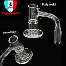 Fully Weld 20mm Spinning Quartz Banger 19mm 14mm 10mm Male/female Clear Joint with Through Tube And Bevelled Edge for Dab Rigs