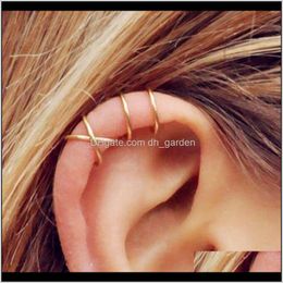 Charm Earrings Drop Delivery 2021 5Pcs/Set Cuff Gold/Sier Leaves Non-Piercing Ear Clips Fake Cartilage Earring Jewellery For Women Men Qi8Nz