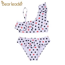 Bear Leader Girls Fashion Clothing Sets Summer Kids Lovely Swimwear Children Polka Dot Beach Outfits Baby Bikini Swimsuits 210708