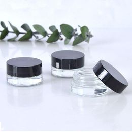 700pcs Clear Eye Cream Jar Bottle 3g 5g Empty Glass Lip Balm Container Wide Mouth Cosmetic Sample Jars with Black Cap