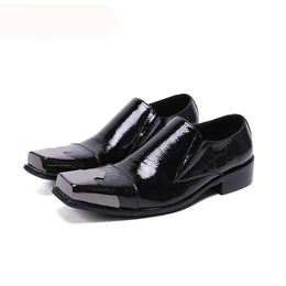 Italian Style Formal Men Dress Shoes Leather Metal Toe Black Business Leather Dress Shoes Men zapatos de hombre, 38-46