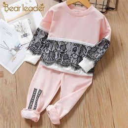 Girls & Boys Children Sets Kids Clothes Casual Sport Suits Lace Clothing Set Pullover+Pants 2pcs Outfit 210429