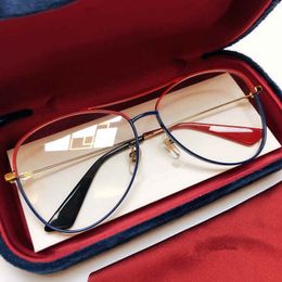 Fashion 0590G Plain Luxury Design Women Frames Unisex Pilot Eyeglasses Metal Double-Color Plating 55-20-140 lightweight for PrescriptionFullset box