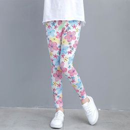 Girls Leggings for Kids Rainbow Print Casual Floral Pencil Pants Cute Toddler Skinny Teenage Child 2 To 9 Years 20220304 Q2