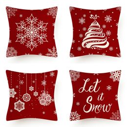 Explosion Christmas red linen hug pillow case Amazon fashion style holidays home decoration pillowcases sofa cushion covers