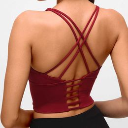 yoga bra Sexy back sports underwear fitness gym clothes women's new backless bras small sling padded vest Lady Tank Tops L-095