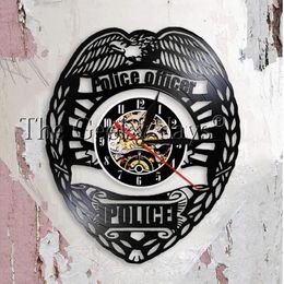 Wall Clocks Officer Clock Badge Record Station Decorative Watch Men Retirement Gift
