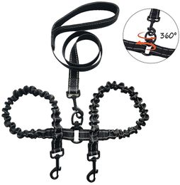 Dog Collars & Leashes Pet With Two Leash Nylon Buffer Double Head Stretch Can Connect Supplies